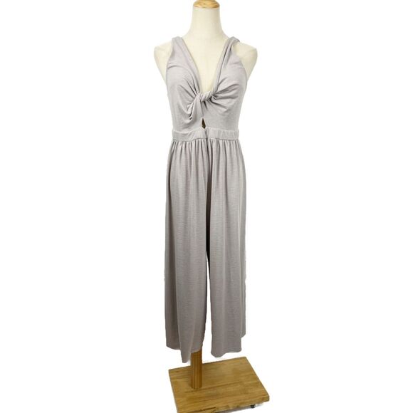 Anama Twist Front Jumpsuit Wide Leg Lounge Medium Palazzo Crop - Picture 2 of 7